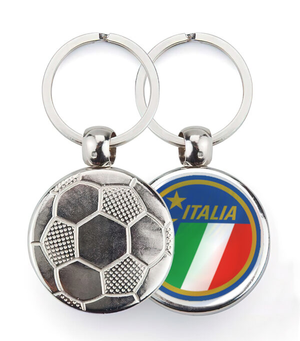 Portachiavi Italia 1990 - in metallo con pallone calcio